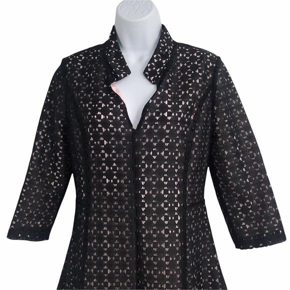 NEW MAX & MOI WOMEN'S SIZE 38 BLACK 3/4 SLEEVE COCTAIL DRESS - Picture 3 of 11